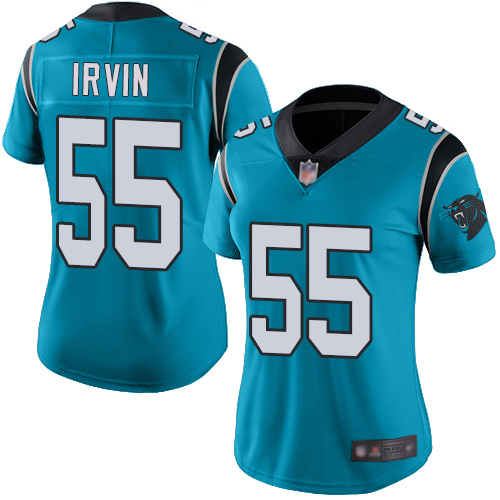 Carolina Panthers Limited Blue Women Bruce Irvin Jersey NFL Football #55 Rush Vapor Untouchable